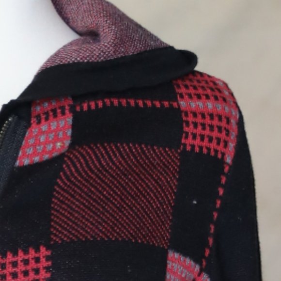 Caslon black/red/pink plaid zip up sweater hoodie - Picture 4 of 9